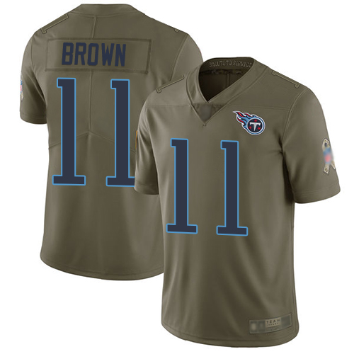 Tennessee Titans Limited Olive Men A.J. Brown Jersey NFL Football #11 2017 Salute to Service->youth nfl jersey->Youth Jersey